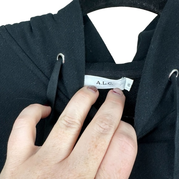 A.L.C. Embroidered Gold Palm Trees Flared Sleeve Hoodie Sweatshirt Size Small - Picture 4 of 6